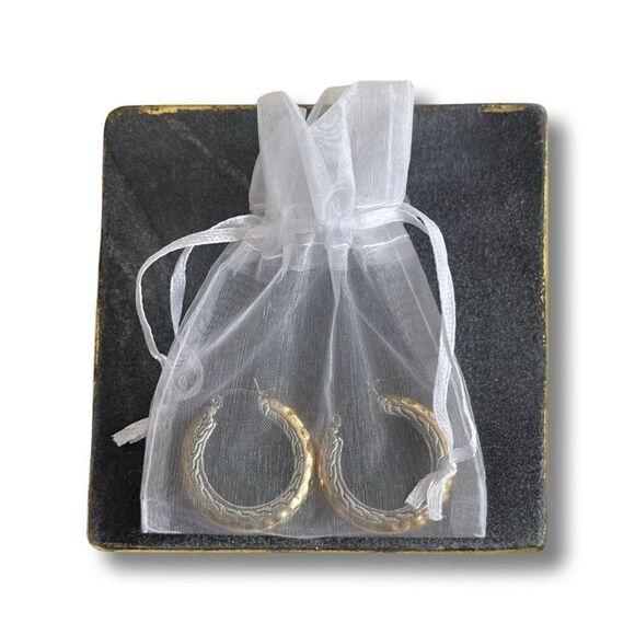 Large Textured Hoop Earrings in Gold and Silver - NWT - Picture 6 of 8